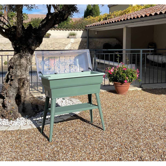 Bac potager surélevé vert olive et vert amande