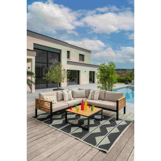 Salon de jardin bas en teck et aluminium