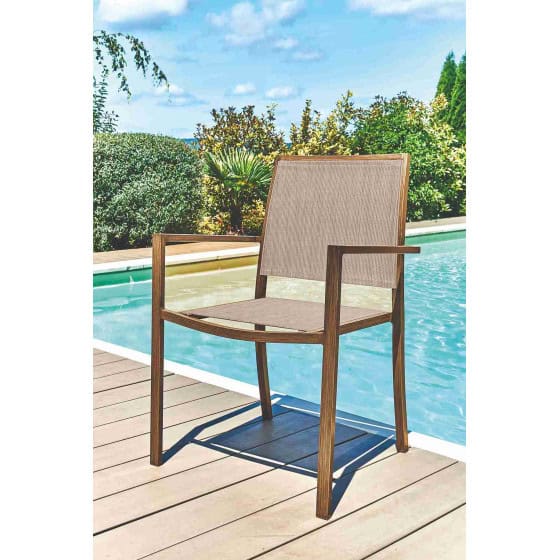 Fauteuil de jardin teck naturel pour ensemble table de jardin