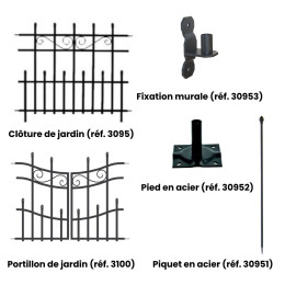 Piquet en acier pour clôture de jardin