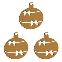 Boules de Noël en métal doré 8 x 10 cm (les 3)