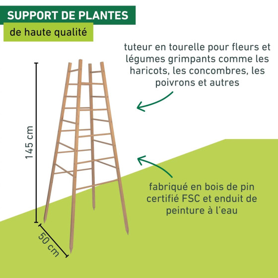 Tuteur en bois support plante grimpante pyramide