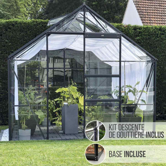 Serre en verre trempé gris