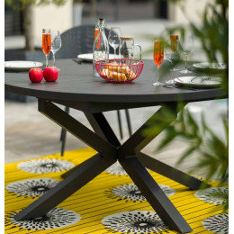 Ensemble table et fauteuil de jardin gris anthracite