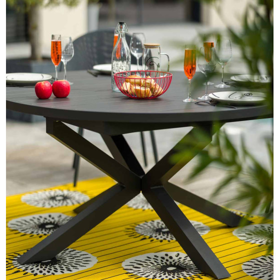 Ensemble table et fauteuil de jardin gris anthracite