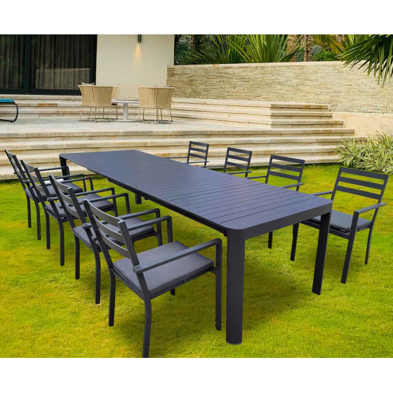 fauteuils de jardin empilables et table  aluminium