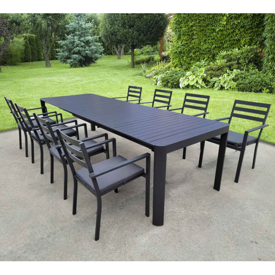 fauteuil empilable jardin avec table rectangulaire
