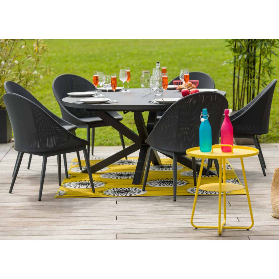 Fauteuil de jardin avec table ronde de jardin en aluminium