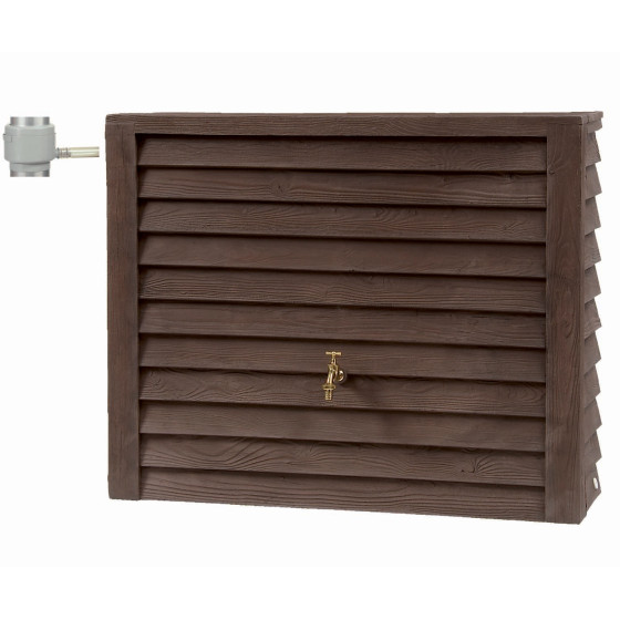 recuperateur d'eau de pluie mural bois fonce 350 litres