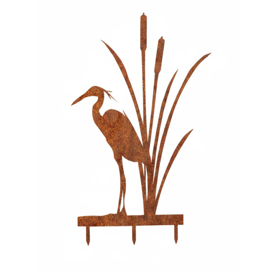 Héron décoratif à planter en acier corten