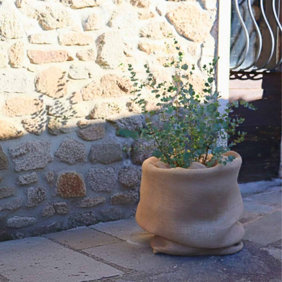 rouleau toile de jute pour hiverner plantes en pot