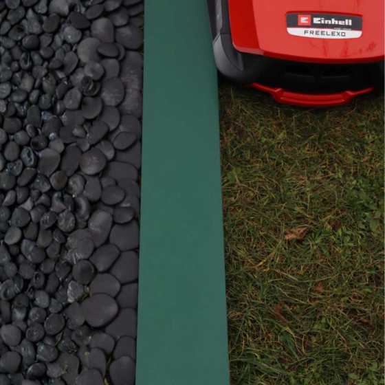 Bordure pour robot tondeuse acier vert avec galets décoratifs noirs