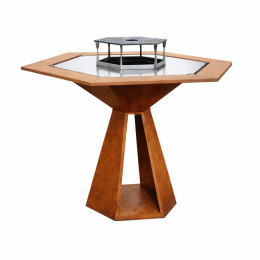 brasero  pour terrasse en acier corten