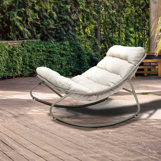 fauteuil de jardin a bascule avec coussin rembourré