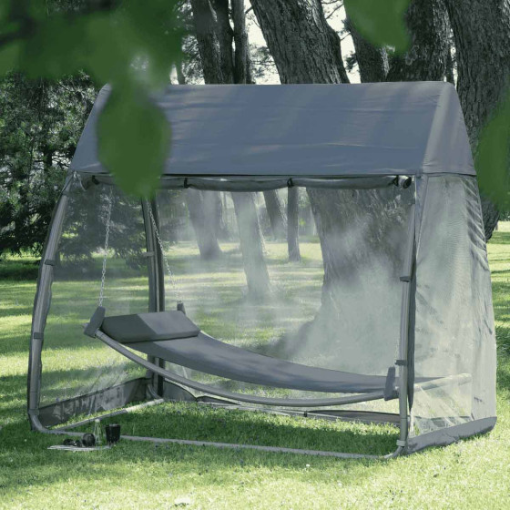 hamac moustiquaire et toit TONGA pour relaxer dans le jardin