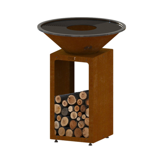 Braséro barbecue plancha en acier corten 68 cm