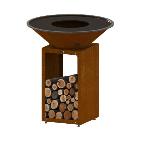 Braséro barbecue plancha en acier corten 88 cm