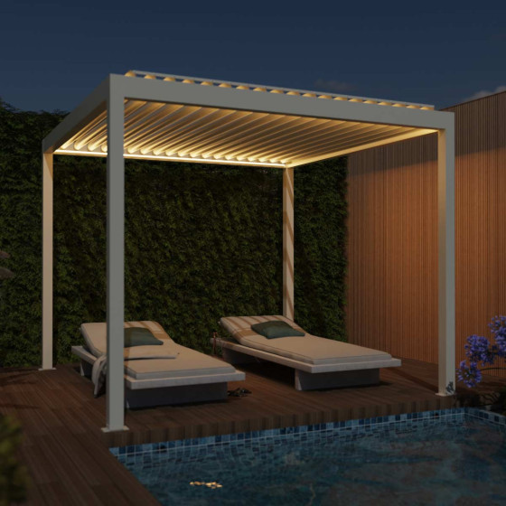 pergola bioclimatique lame orientable avec bandeaux LED