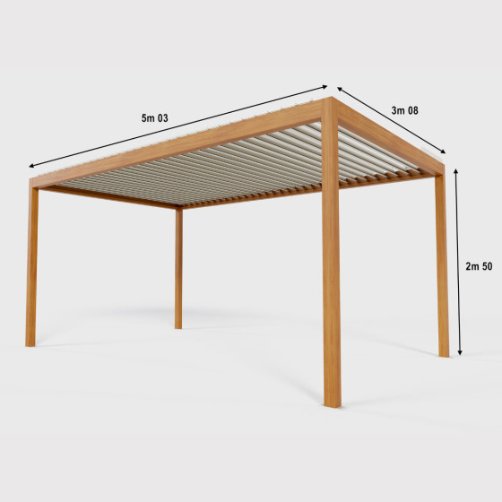 pergola bioclimatique aluminium imitation bois