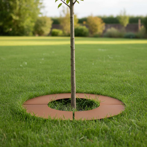 entourage d'arbre effet rouille en acier corten