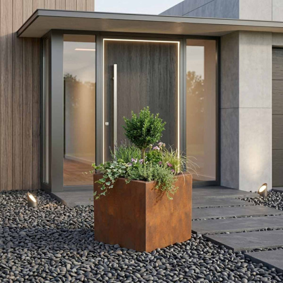 bac de jardin carre acier corten 60x60x60 cm
