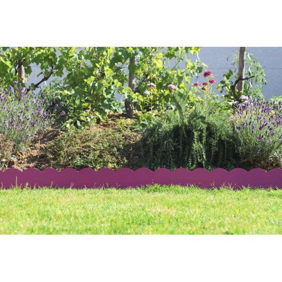 Bordure de jardin en acier fushia ondulée H 15 cm