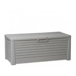 Coffre de rangement exterieur gris en résine 550 litres