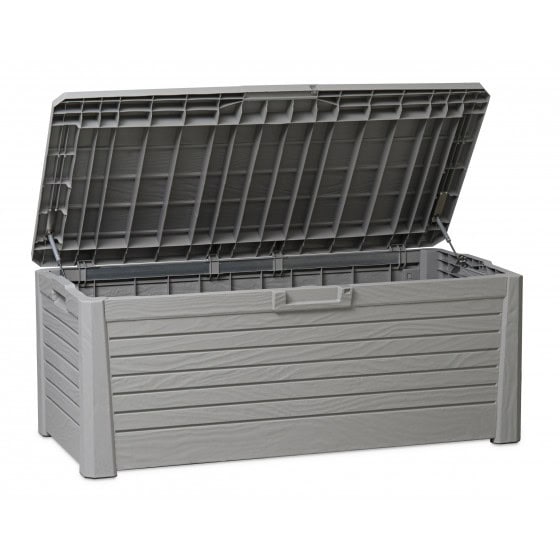 Coffre de rangement exterieur gris en résine 550 litres