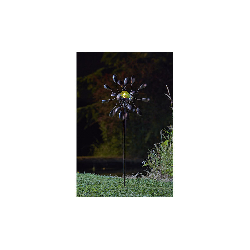 Envoûtante Eolienne sur Pic Mobile de Jardin en Acier Coloré 19x58x214cm -  L'Héritier du Temps
