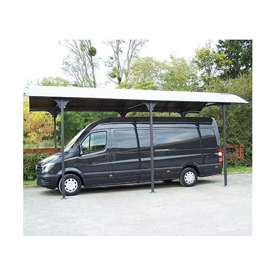 Carport aluminium gris pour camionnette, camping-car, caravane