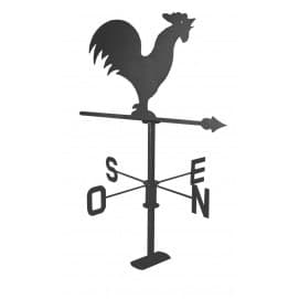 Girouette de jardin coq en métal gris