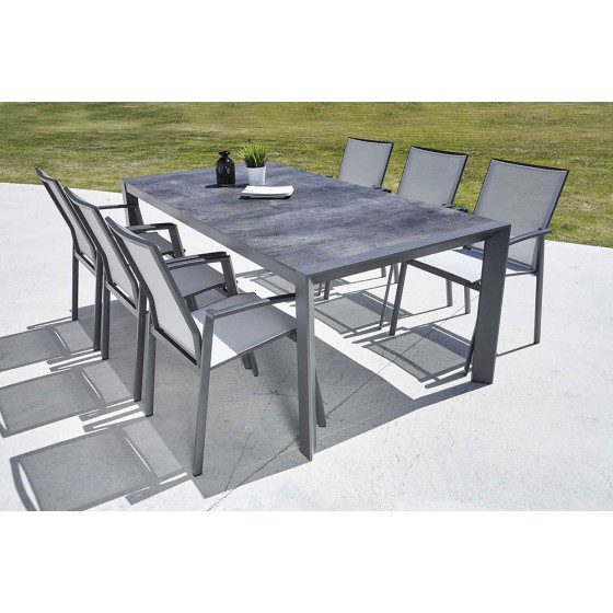 Ensemble table et chaise de jardin en alu gris Athenes