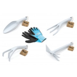 Kit 4 outils de jardinage à main et gants de jardinage
