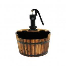 Fontaine de jardin en bois rustique un tonneau