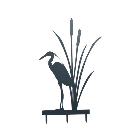 Héron décoratif à planter en acier gris anthracite