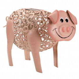 Le cochon décoratif solaire en métal peint