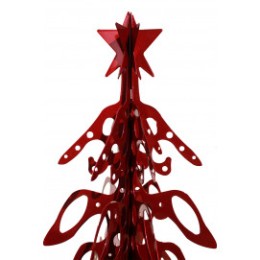 Sapin de Noel en métal 1 m 6 branches rouge vernis
