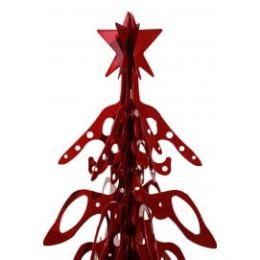Sapin de Noel en métal 1 m 6 branches rouge vernis