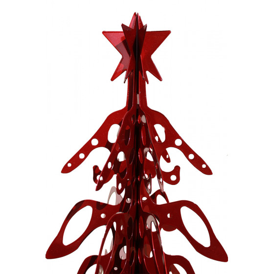 Sapin de Noel en métal 1 m 6 branches rouge vernis