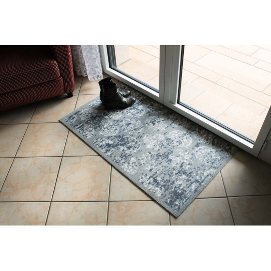 Tapis paillasson anti dérapant gris et blanc 66 x 110 cm