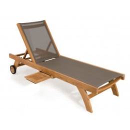 Bain de soleil teck et textilene couleur taupe