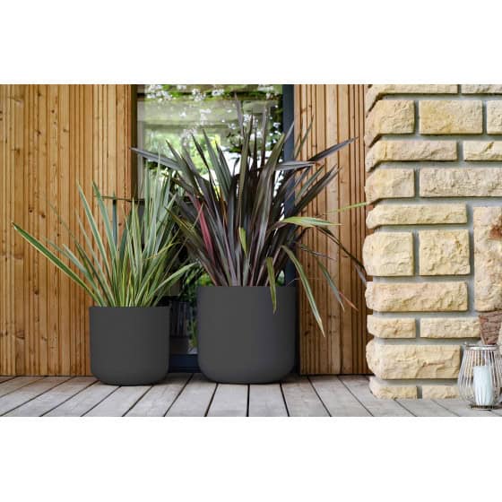 Pot de fleur rond gris anthracite