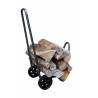 chariot porte buche en acier gris et 2 roues