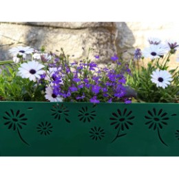 Bordure de jardin en plastique vert motif fleuri H 22 cm