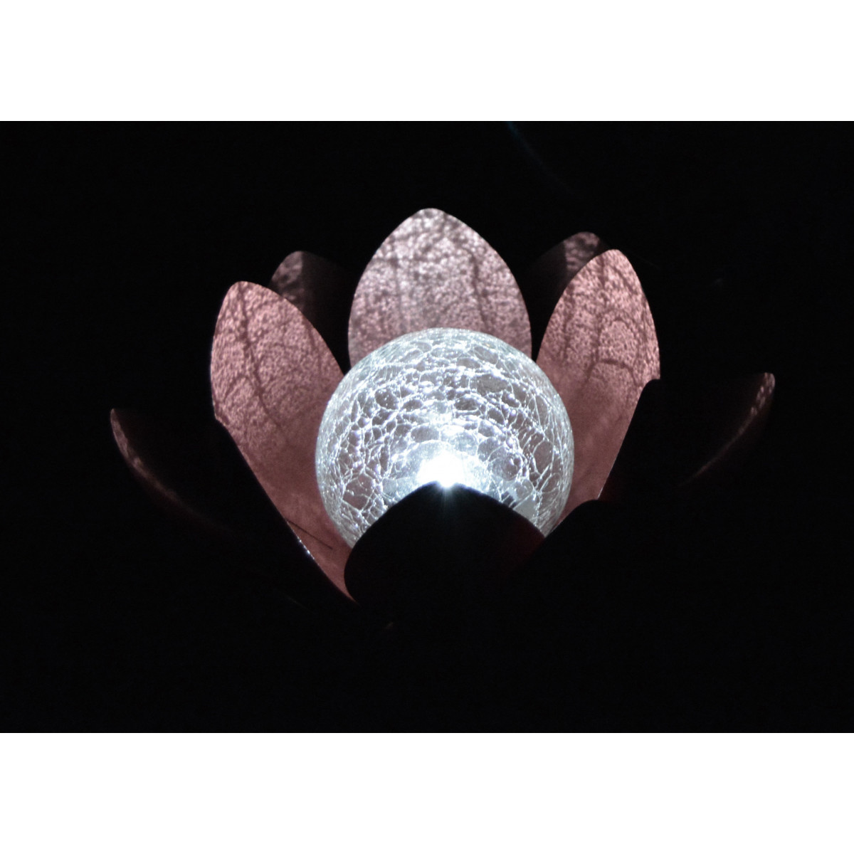Lampe solaire boule verre craquelé - Jardin et Saisons