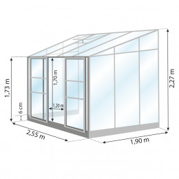 serre adossée 4,9 m² en verre
