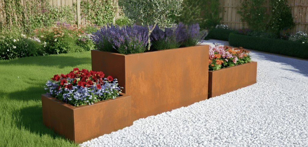 bac corten et jardiniere corten