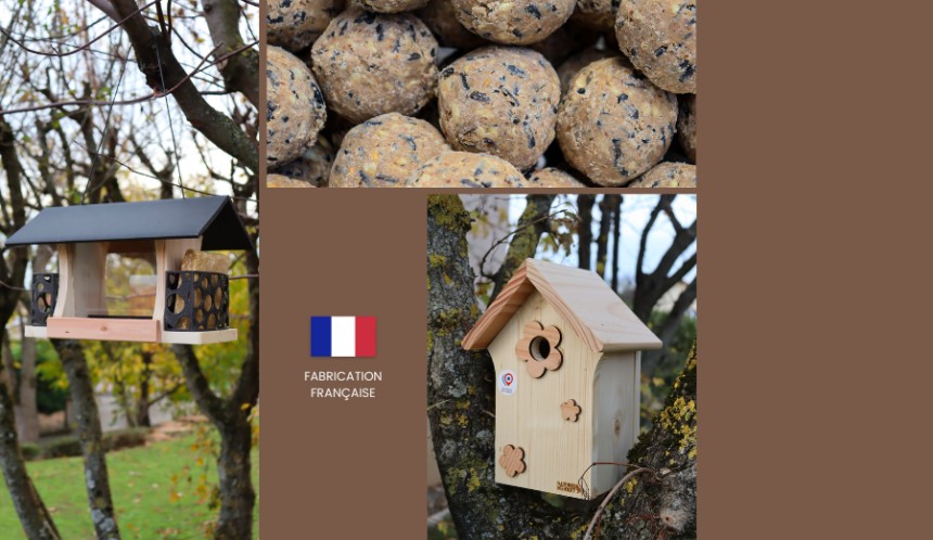 Une large gamme de nichoirs et mangeoires pour oiseaux